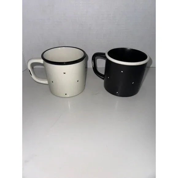 Hearth & Hand w/ Magnolia *MORNING BEAUTIFUL + HANDSOME* Mugs Set BLACK - Picture 3 of 4